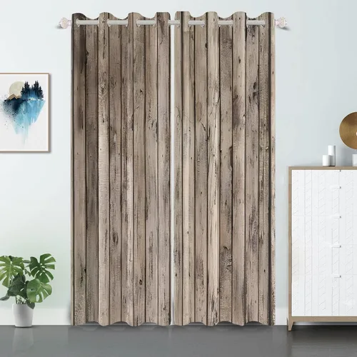 Miniatura 35 de Cortinas rústicas para ventana de puerta de granero, puerta de madera gris, puerta de garaje, tratamiento de ventana para sala de estar, dormitorio