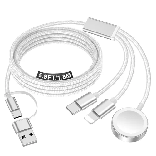 Miniatura 12 de Esenciales de viaje para cargador de Apple Watch, cargador de iPhone, cable de carga de viaje 3 en 2 tipo C/Lightning/magnético, cable de carga