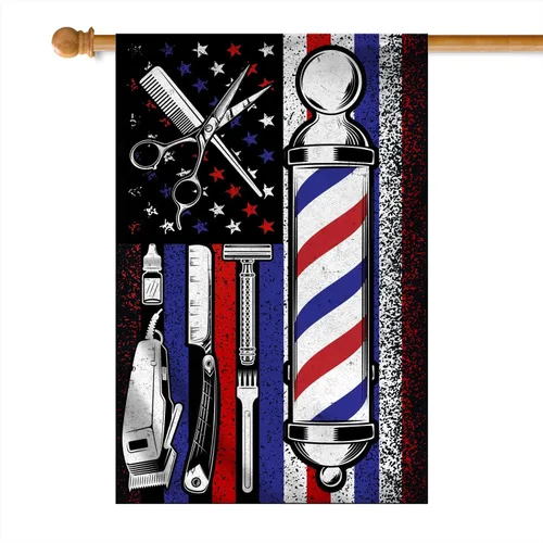 Miniatura 5 de Bandera de peluquero orgulloso para peluquero y estilista (12 x 18 pulgadas), bandera de jardín de Estados Unidos de alta calidad, banderas