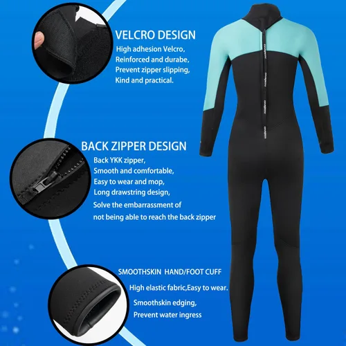 Miniatura 4 de Trajes de neopreno de 0.118 pulgadas para hombres y mujeres, con cremallera frontal/trasera, traje de buceo de cuerpo corto y completo para buceo