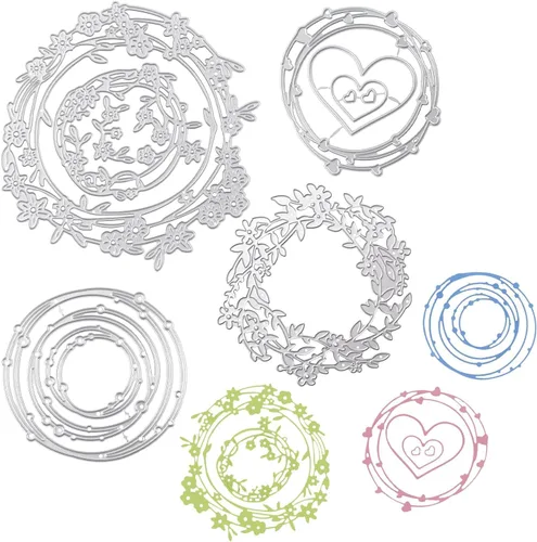 Miniatura 11 de 12 troqueles de corte de metal de esquina de encaje, plantillas huecas en relieve de metal, troqueles de corte de flores de rosa y mariposa