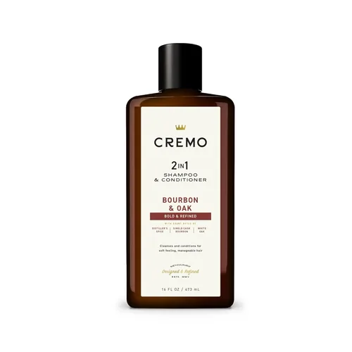 Cremo Bourbon & Oak - Champú y acondicionador 2 en 1, calidad de peluquero que hidrata y limpia todo tipo de cabello, 16 onzas líquidas