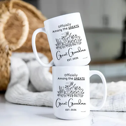 Miniatura 7 de Vivulla68 Taza de café con texto en inglés «Great Grandma – Regalos para la nueva abuela, taza de anuncio de embarazo 2026, «You're Going to Be