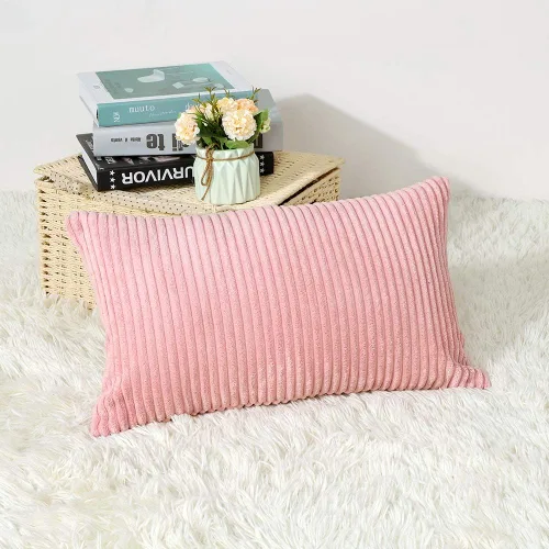 Miniatura 47 de Artscope Fundas de Almohada de Pana a Rayas Acogedoras Súper Suaves Decorativas Oblongas Fundas de Almohada Decorativa Funda de Cojín para Sofá
