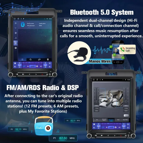 Miniatura 8 de Actualización estéreo de radio de coche para Ford F150 2013-2014, Android 13 8 Core [4 GB+64 GB] Unidad principal con pantalla táctil estilo T