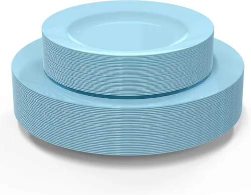 Miniatura 10 de Platos de plástico desechables, 60 paquetes Blanco