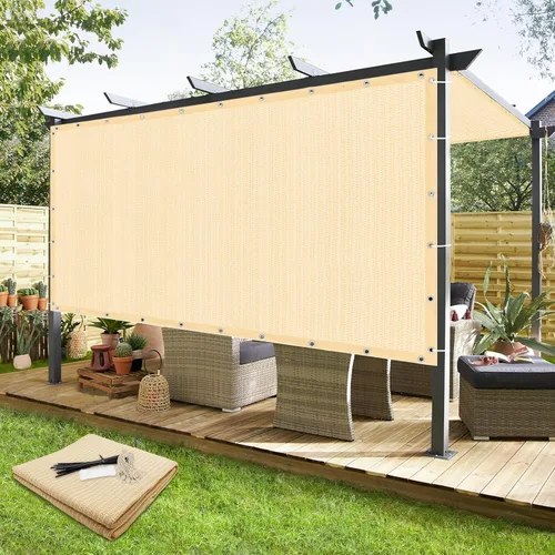 KANAGAWA Tela de Sombra Solar 90% 8' X 10' Cubierta de Sombra para Pérgola Exterior con Ojales Bloqueo UV Pantalla de Privacidad para Patio, Patios