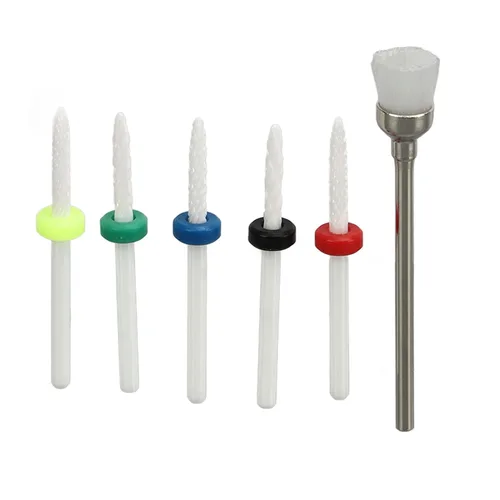 Juego de 6 brocas para uñas, juego de 6 brocas de uñas de cerámica para salón de manicura y pedicura