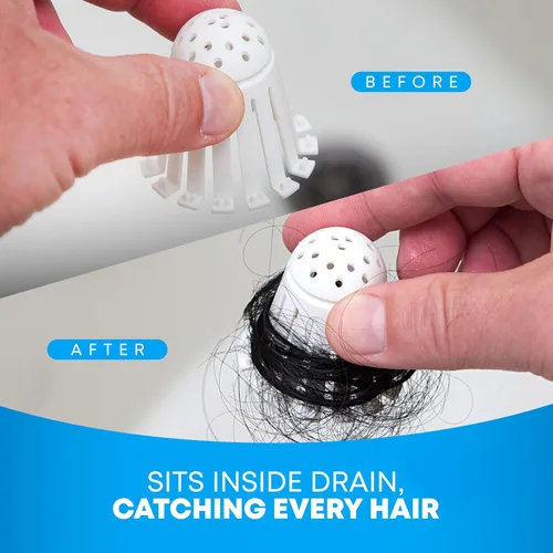 Miniatura 3 de TubShroom Toss 21 unidades Coladores de Drenaje Desechables para Tina - Atrapa Cabellos para Ducha y Bañera para Prevenir Desagües Obstruidos, Blanco
