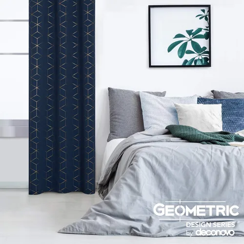 Miniatura 3 de Deconovo Cortinas Opacas, Aislamiento Térmico y Reducción de Ruido, Estampado de Lámina de Diamante – Ojales en la Parte Superior, 2 Paneles, Azul