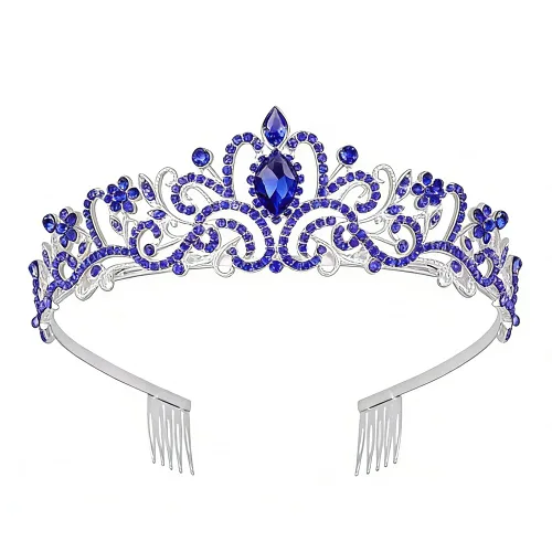 Miniatura 11 de JWICOS Corona de tiara de cristal para mujeres y niñas, elegante corona de princesa con peines, tiaras para mujeres, nupciales, bodas, bailes