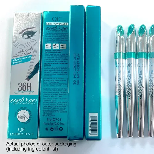 Miniatura 2 de Yulinlon Q703 - Lápiz de cejas de precisión impermeable con 4 puntas para cejas naturales y duraderas, (1# Marrón claro)