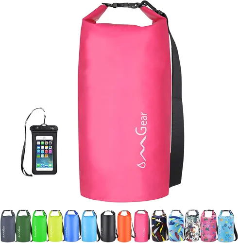 Miniatura 18 de OMGear - Bolsa seca impermeable y bolsa para teléfono, bolsa flotante de 40L/30L/20L/10L/5L para kayak, navegación, actividades al aire libre verde