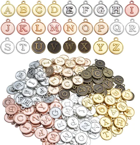Aylifu 156 dijes de letras del alfabeto A-Z, colgantes de letra mayúscula para collares, pulseras, joyas, manualidades, 6 juegos