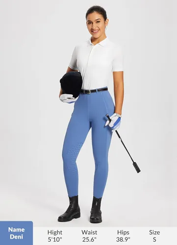 Miniatura 12 de baleaf Pantalones de equitación para mujer, pantalones ecuestres con parche en la rodilla, mallas de equitación con trabillas para cinturón