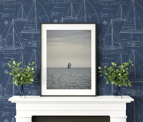 Miniatura 5 de NextWall Yacht Club Coastal - Papel tapiz autoadhesivo (azul marino)