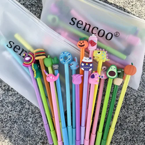Miniatura 4 de sencoo Paquete de 24 bolígrafos de tinta azul de dibujos animados de gel de colores surtidos para escritura, regalo de cumpleaños, premio escolar