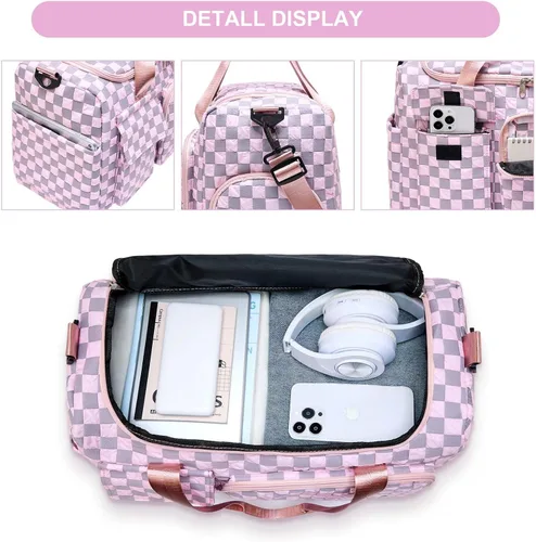 Miniatura 47 de Pequeña bolsa de gimnasio para mujer, bolsa de viaje con compartimento para zapatos