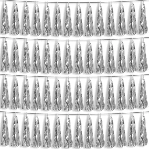 Miniatura 11 de 4P Guirnalda de Borla de Flecos de Aluminio Metálico Negro para Flotas de Desfile, Despedida de Soltera, Boda, Cumpleaños, Halloween, Navidad