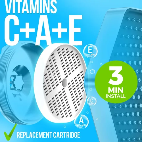 Miniatura 2 de AquaHomeGroup Vitamina C + E + Un cartucho de repuesto para cabezal de ducha hexagonal