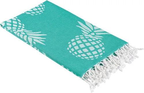 Miniatura 8 de InfuseZen Toalla turca con estampado de piña en un tamaño extragrande, toalla de playa fina Peshtemal o toalla de baño en blanco y negro
