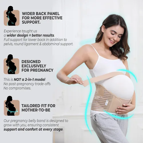 Miniatura 20 de NeoTech Care Cinturón de maternidad para embarazo, soporte para espalda, abdomen, cintura, pelvis (talla L, color marfil)
