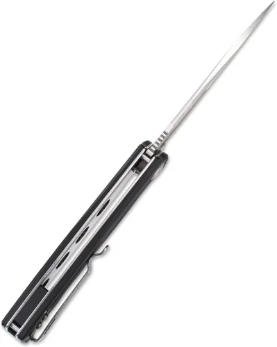 Miniatura 7 de Sitivien Cuchillo plegable ST126, hoja de satén D2+asas G10, bloqueo de forro, clip de bolsillo de transporte profundo para exteriores y EDC (negro)