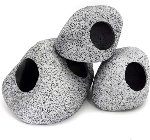 Miniatura 5 de JIH Decoraciones de acuario de roca, refugios de cerámica, hábitat de camarones, tubo de reproducción, cueva oculta, cueva apilable para decoración