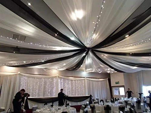 Tablecloth Market Cortina de techo transparente negra de gasa para techo, 10 pies de ancho x 5 pies de alto, panel de boda Negro