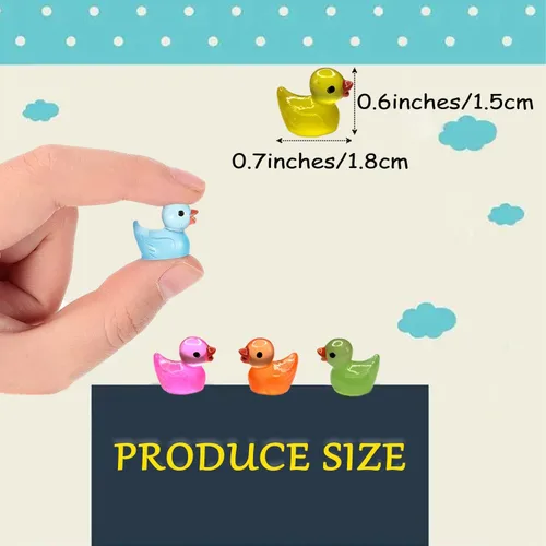 Miniatura 6 de Cidinge 100 piezas Mini patos luminosos y patos de resina para decoración de micro jardín y casa de muñecas