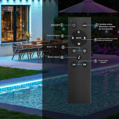 Miniatura 8 de KSIPZE Tiras de luces LED al aire libre impermeables IP68, luces LED al aire libre RGB con botón y control de aplicación Bluetooth, sincronización