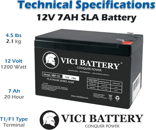 Miniatura 4 de Vici Batería 12V 7AH Sealed Lead Acid (SLA) Batería recargable sin mantenimiento - Reemplazo para batería B&B HR9-12