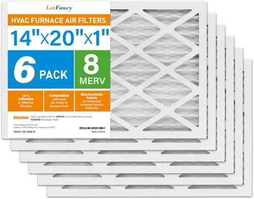 Miniatura 11 de LotFancy Filtro de aire MERV 8 de 14 x 20 x 1 pulgadas, paquete de 4 unidades, horno plisado electrostático y filtro de CA, captura el polvo, pelo