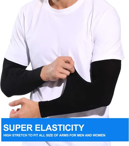 Miniatura 2 de 4 pares de mangas de protección solar UV para hombres y mujeres, refrescante, UPF 50, para béisbol, ciclismo, baloncesto