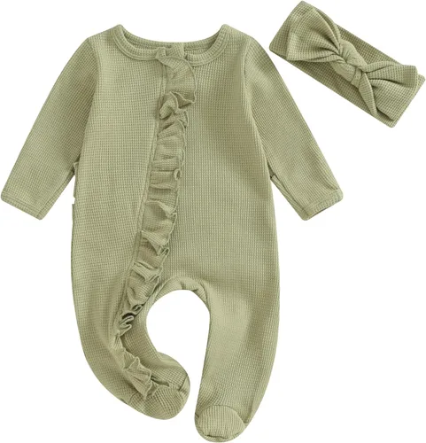 Miniatura 2 de Ropa para bebé recién nacida, con volantes, con cremallera, para llegar a casa, ropa de otoñoinvierno de 0 a 12 meses