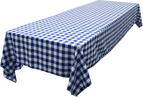 Miniatura 4 de LA Linen Mantel rectangular de poliéster Gingham a cuadros 60 por 84 pulgadas, blanco y verde oscuro