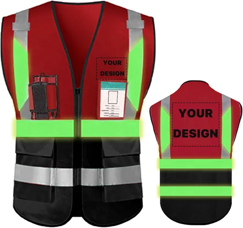 Miniatura 8 de Chaleco de seguridad de alta visibilidad reflectante con bolsillos y cremallera personalizado su logotipo ropa de trabajo de seguridad