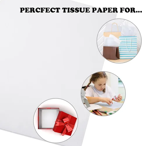 Miniatura 4 de Yeaqee 100 hojas de papel de seda de resistencia a la humedad de 27 x 19 pulgadas para collage de arte, hojas de papel de regalo blanco, papel