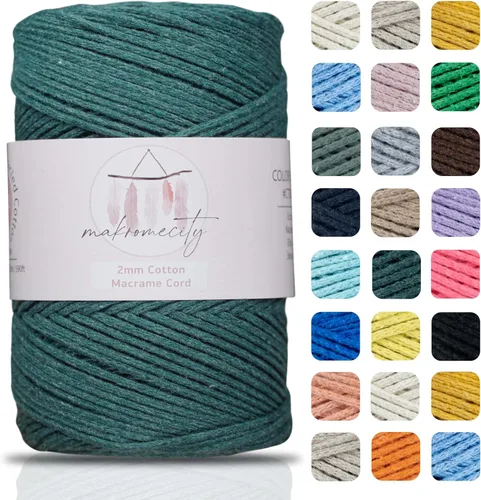 Miniatura 20 de Makromecity, Cordón de macramé de algodón de 0.079 in x 195 yardas (590 pies) de algodón reciclado de 0.079 pulgadas, hilo de ganchillo para Azul