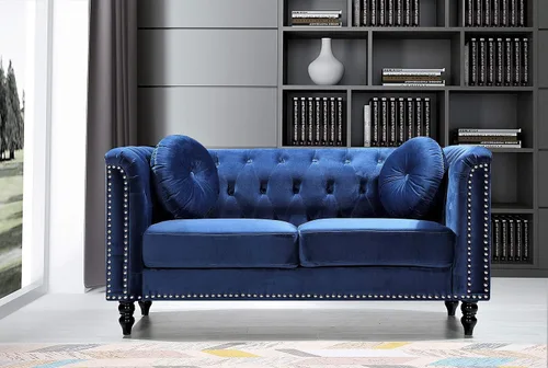 Miniatura 8 de Container Furniture Direct S5370-S Kittleson Velvet Upholstered Modern Chesterfield Sofa with Nailhead Trim, Gray