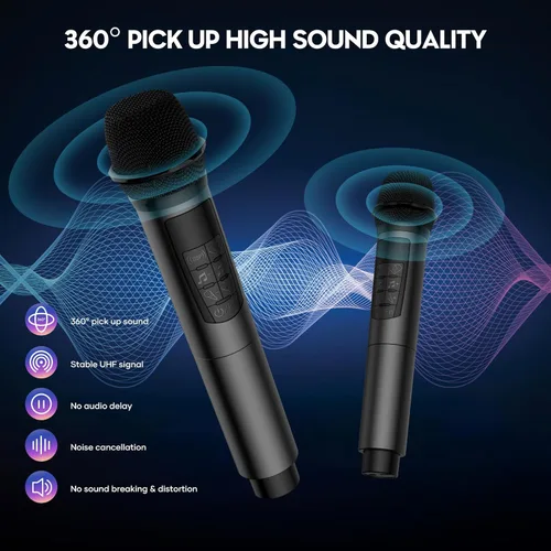 Miniatura 6 de BIGASUO Máquina de karaoke con luces intermitentes explosivas de graves intensos para adultos, sistema de altavoces PA portátil Bluetooth con 2