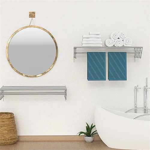 Miniatura 3 de Extendable Stainless Steel Clothes Drying Racks, Wall Mounted Laundry Drying Rack, Space-Saver Stainless Steel Accordion Retractable Drying Rack