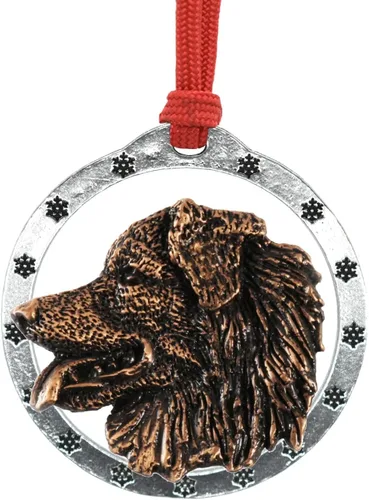 Miniatura 56 de Adorno navideño para colgar en la cabeza de collie con borde de peltre antiguo hecho a mano para decorar coronas y árboles de Navidad del hogar