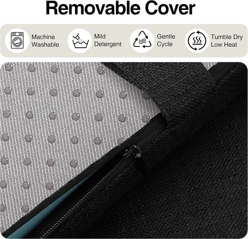 Miniatura 4 de Tromlycs Cojín rectangular para taburete de bar, funda de cojín rectangular con lazos para correa, 18 x 9.5 pulgadas, 1 unidad, color negro