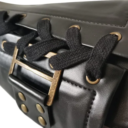 Miniatura 4 de BOMJJOR Michael - Guante de brazo sin dedos MJ Jackson BAD ajustable de cuero, armadura con hebilla, disfraz punk
