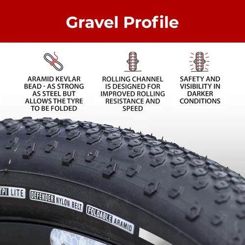 Miniatura 4 de Fincci Pair 700x38c Bike Tire - Gravel Foldable Kevlar 40-622 Puncture Resistant Bike Tires 1 mm Nylon - Grooved 700c Bike Tire - 28 inch Tyre for