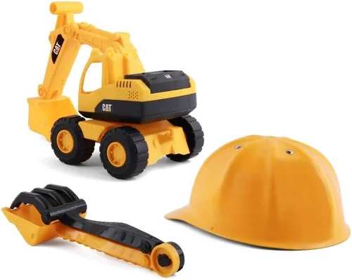 Miniatura 5 de CAT Juguetes de Construcción, Set de Arena de Excavadora Juguetes de Exterior - Camión Volquete de Juguete CAT de 10" y Cargadora, Casco, Pala