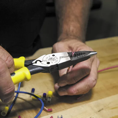Miniatura 5 de Klein Tools J207-8CR Alicates de punta de aguja, fabricados en EE. UU., Alicates de uso general para líneas de crimpado, bucle, corte, pelado