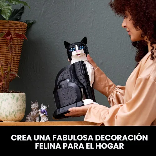 Miniatura 6 de LEGO Ideas Tuxedo Cat - Juegos de construcción para adultos, mayores de 18 años, kit de manualidades para decoración del hogar, sala de estar