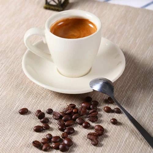 Miniatura 4 de Taza de café espresso de porcelana ionEgg con platillo, taza de café expreso, 80ml/2.7Oz, color blanco